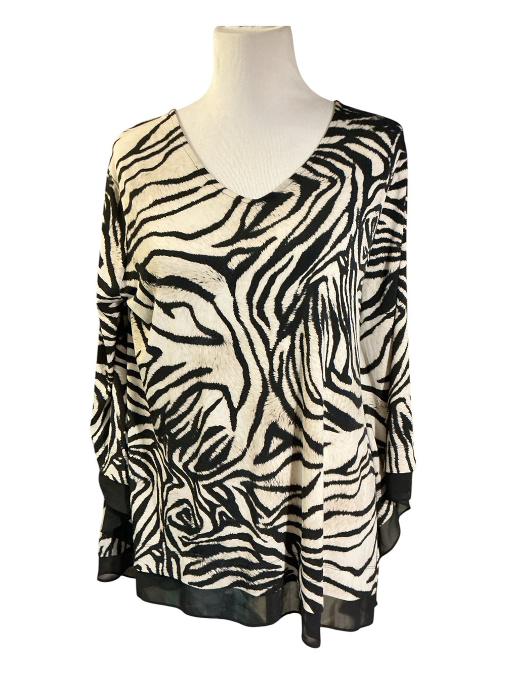 Alfani Black and White Zebra Print V-Neck Tunic